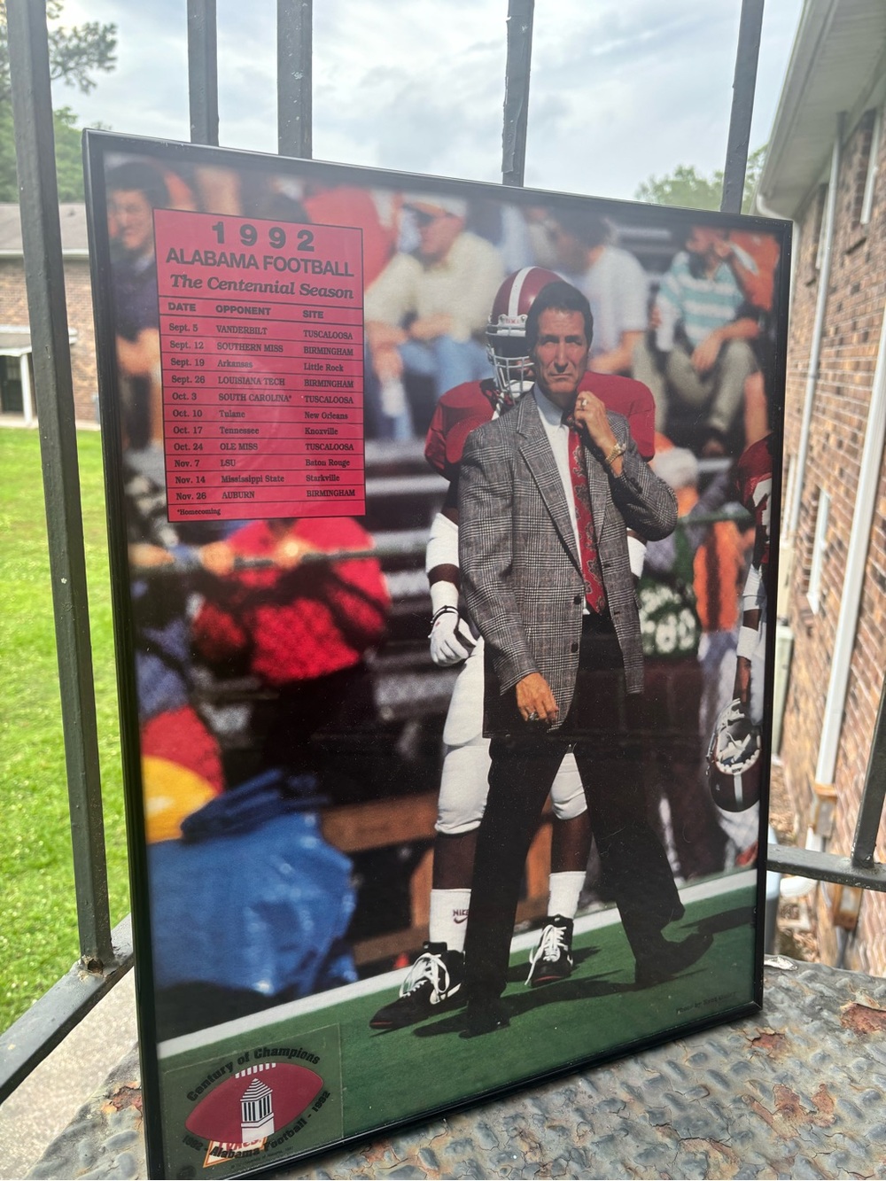 Vintage 1992 University of Alabama Crimson Tide Centenial Season Framed Poster